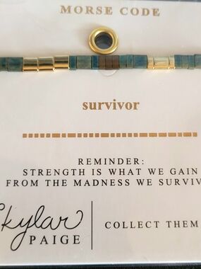 Survivor Morse Code Bracelet - Gold and Teal